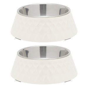 Frisco Hammered Melamine Stainless Steel Dog Bowl, 1.75 Cups, 2 count
