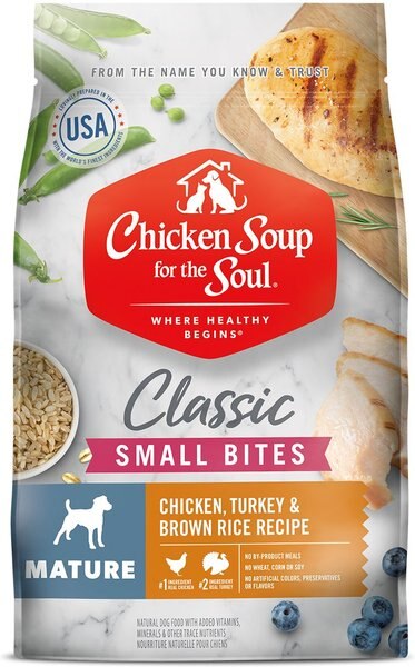 Chicken Soup for the Soul Small Bites Chicken, Turkey & Brown Rice Recipe Mature Dry Dog Food, 4.5-lb bag slide 1 of 8