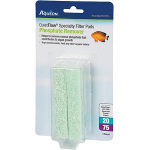 Aqueon QuietFlow 20/75 Phosphate Remover Specialty Aquarium Filter Pad, 2 count