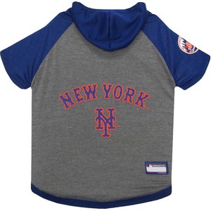 Pets First MLB Dog & Cat Hoodie T-Shirt, New York Mets, Small