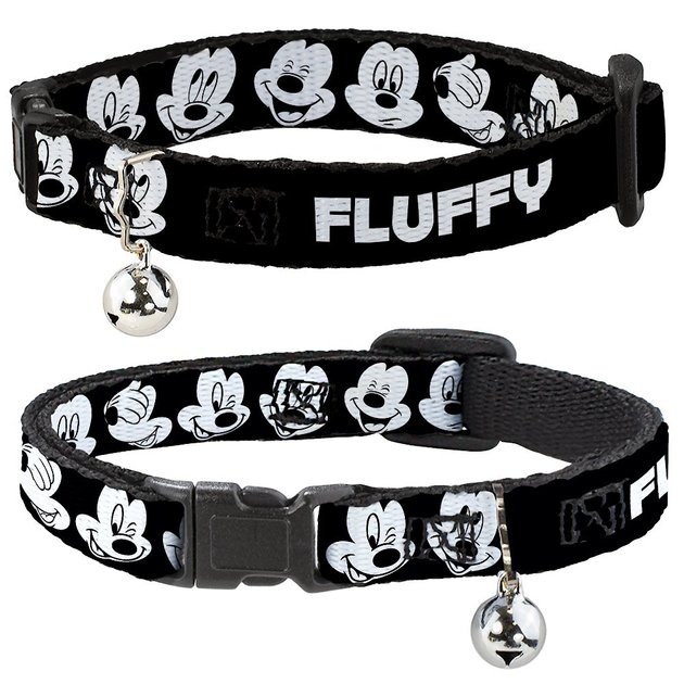 Mickey Mouse Expressions Multi Color White/Black Buckle-Down Breakaway Cat Collar