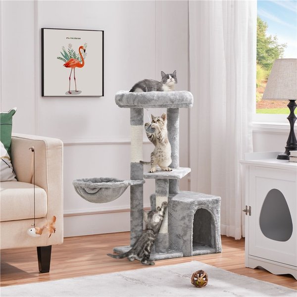 Yaheetech 33-in Plush Cover Cat Tree, Light Gray slide 1 of 9