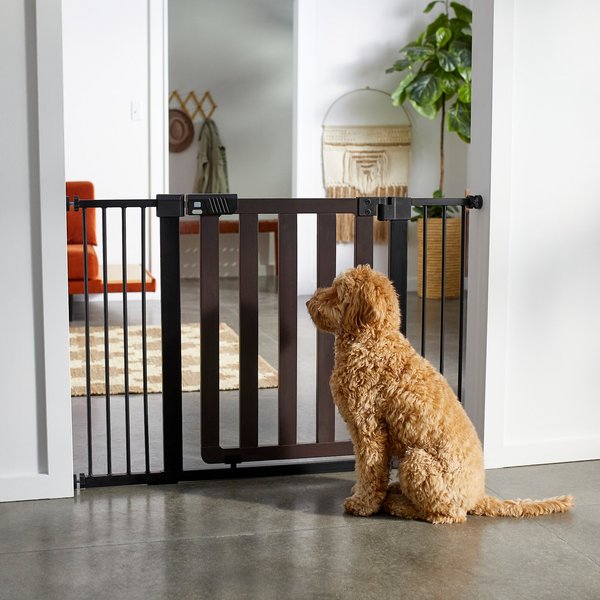 Frisco Wood & Metal Extra Wide Auto-close Dog Gate, 30-in, Expresso slide 1 of 6