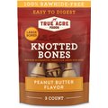 True Acre Foods Rawhide-Free Knotted Bones Peanut Butter Flavor Treats, Large, 3 count