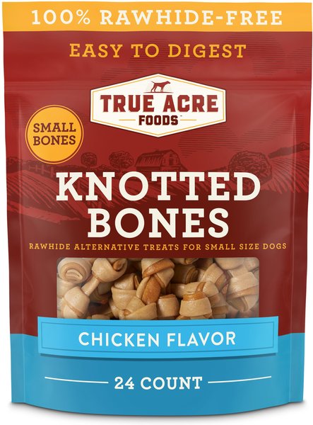 True Acre Foods Rawhide-Free Knotted Bones Chicken Flavor Treats, Mini, 24 count slide 1 of 7