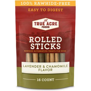 True Acre Foods Rawhide-Free Rolled Sticks Chamomile & Lavender Flavor Treats, 16 count