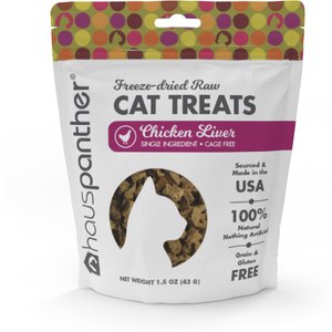 Primetime Petz Hauspanther Grain-Free Freeze-Dried Raw Chicken Liver Cat Treats, 1.5-oz bag
