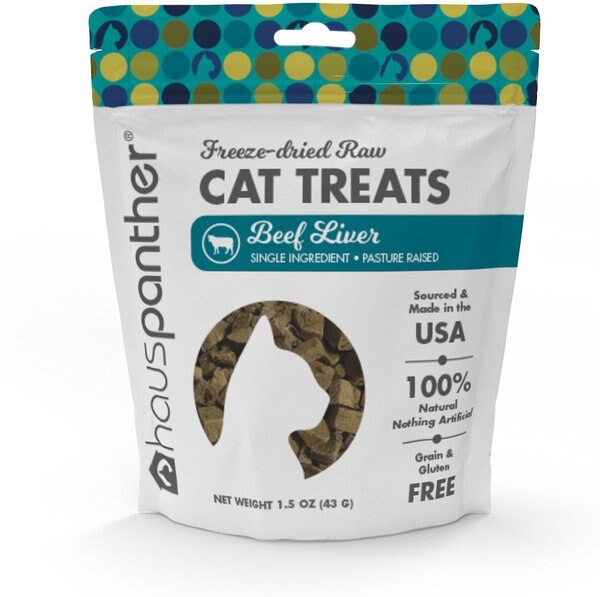 Primetime Petz Hauspanther Grain-Free Freeze-Dried Raw Beef Liver Cat Treats, 1.5-oz bag slide 1 of 8