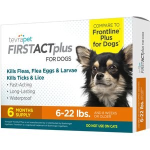 TevraPet FirstAct Plus Flea & Tick Treatment for Dogs, 6 - 22lbs, 6 doses (6-mos. supply)