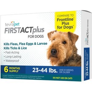 TevraPet FirstAct Plus Flea & Tick Treatment for Dogs, 23 - 44lbs, 6 doses