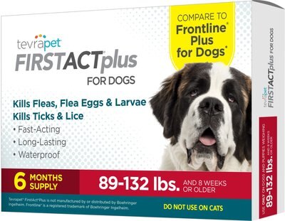 TevraPet FirstAct Plus Flea & Tick Treatment for Dogs, 89 - 132lbs, 6 doses, slide 1 of 1
