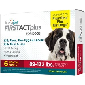 TevraPet FirstAct Plus Flea & Tick Treatment for Dogs, 89 - 132lbs, 6 doses
