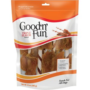 Good 'n' Fun Beef & Chicken Wings Dog Treats, 12-oz bag