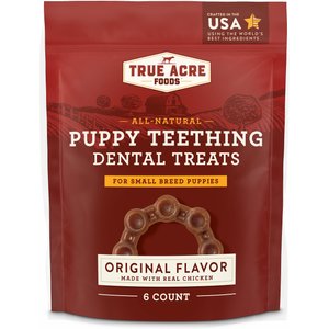 True Acre Foods All-Natural Puppy Dental Teething Ring Original Flavor Dental Dog Treat, 6 count