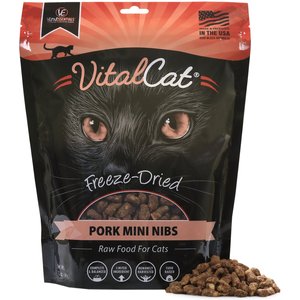 Vital Essentials Pork Mini Nibs Freeze-Dried Raw Cat Food, 12-oz bag
