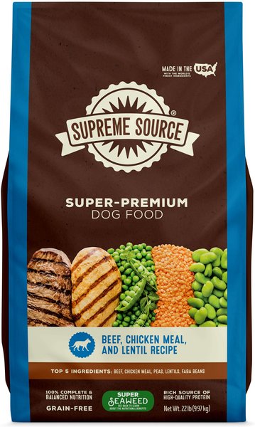 Supreme Source Beef, Chicken Meal & Lentil Recipe Dry Dog Food, 22-lb bag slide 1 of 9