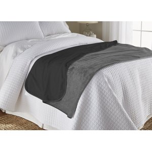 Mambe Silky Soft Throw Dog & Cat Blanket, Black & Charcoal, Large, 1 count
