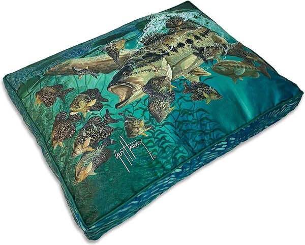 Guy Harvey Goin Fishin (Bass) Pillow Dog Bed w/ Removable Cover, Small/Medium slide 1 of 1