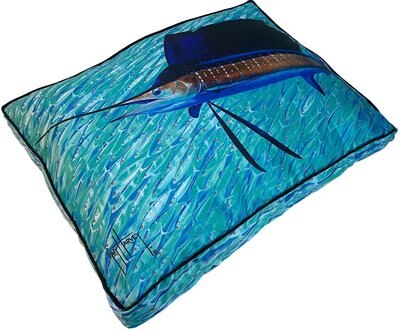 Guy Harvey Bait Wall Pillow Dog Bed w/ Removable Cover, slide 1 of 1