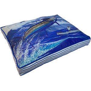 Guy Harvey Stormy Blue Pillow Dog Bed w/ Removable Cover, Small/Medium