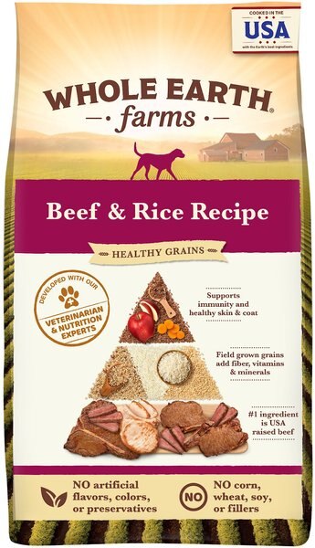 Whole Earth Farms Healthy Grains Beef & Rice Recipe Dry Dog Food, 4-lb bag slide 1 of 9