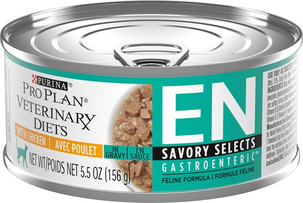Purina Pro Plan Veterinary Diets EN Gastroenteric Savory Selects in Gravy with Chicken Wet Cat Food, 5.5-oz, case of 24 slide 1 of 9