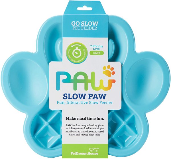 Pet Dream House PAW Non-Skid Plastic Slow Feeder Dog Bowl, Blue slide 1 of 2