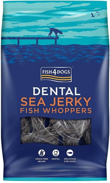 Fish4Dogs Dental Sea Jerky Fish Whoppers Grain-Free Dental Dog Treats, 1.1-lb bag, Count Varies slide 1 of 4