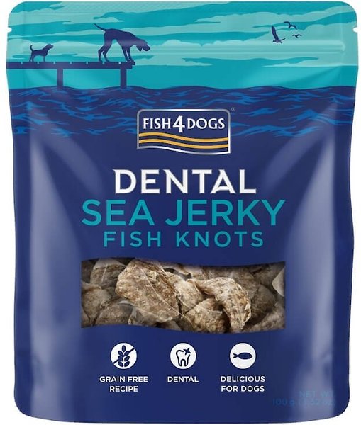 Fish4Dogs Dental Sea Jerky Fish Knots Grain-Free Dental Dog Treats, 3.5-oz bag, Count Varies slide 1 of 6
