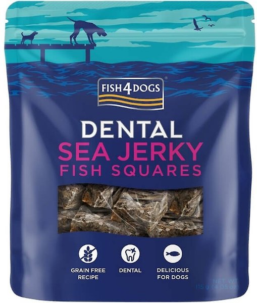 Fish4Dogs Dental Sea Jerky Fish Squares Grain-Free Dental Dog Treats, 4.06-oz bag, Count Varies slide 1 of 5