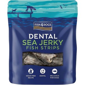 Fish4Dogs Dental Sea Jerky Fish Strips Grain-Free Dental Dog Treats, 3.5-oz bag, Count Varies