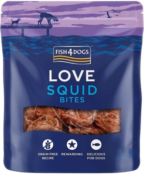 Fish4Dogs Squid Bites Dog Treats, 2.12-oz bag slide 1 of 6