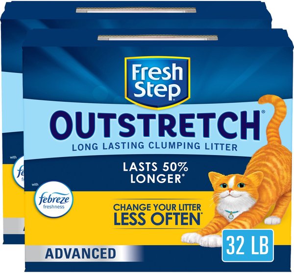 Fresh Step Outstretch Advanced Concentrated Febreze Freshness Scented Clumping Clay Cat Litter, 32-lb box slide 1 of 10