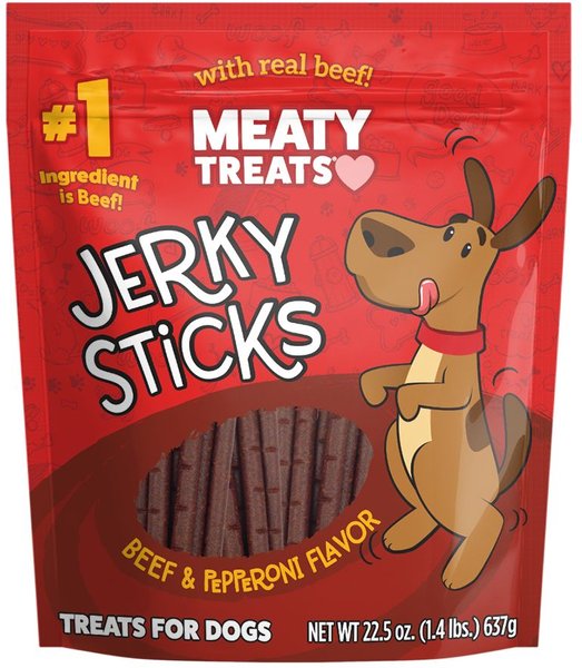 Meaty Treats Beef & Pepperoni Flavor Jerky Sticks Dog Treats, 25-oz bag slide 1 of 8