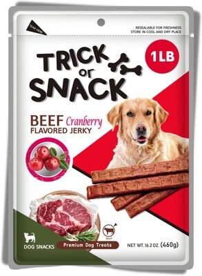 Trick or Snack Beef & Cranberry Flavored Jerky Dog Treats, 1-lb bag, slide 1 of 1