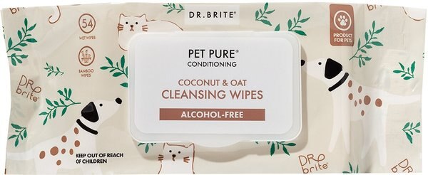 Dr. Brite Pet Pure Conditioning Coconut & Oat Cleansing Dog & Cat Wipes, 54 count slide 1 of 4