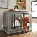 Frisco Double Door Wood & Metal Furniture Style Dog Crate, Gray, Large, 42 inch