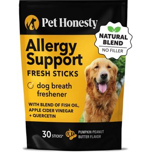 PetHonesty Allergy Support Fresh Sticks Mint Flavor Dog Dental Chews, 30 count