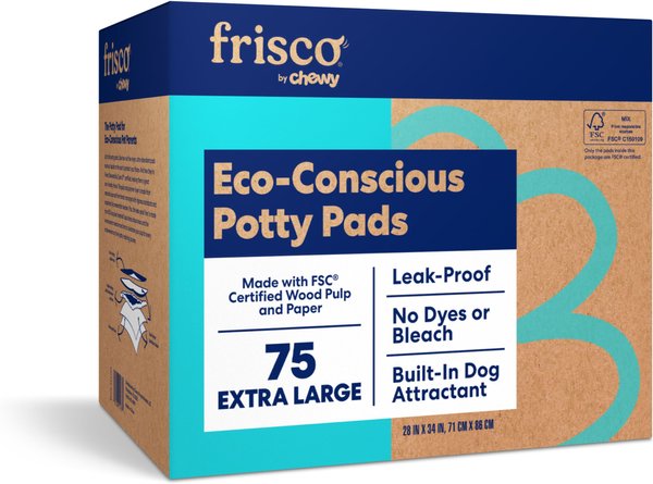 Frisco Extra Large Eco-Conscious Dog Training & Potty Pads, 28 x 34-in, Unscented, 75 count slide 1 of 6