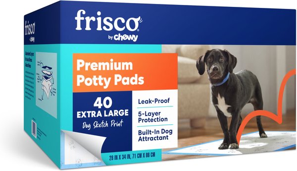 Frisco Extra Large Printed Dog Training & Potty Pads, 28 x 34-in, 40 count, Unscented, Dog Sketch Print slide 1 of 5