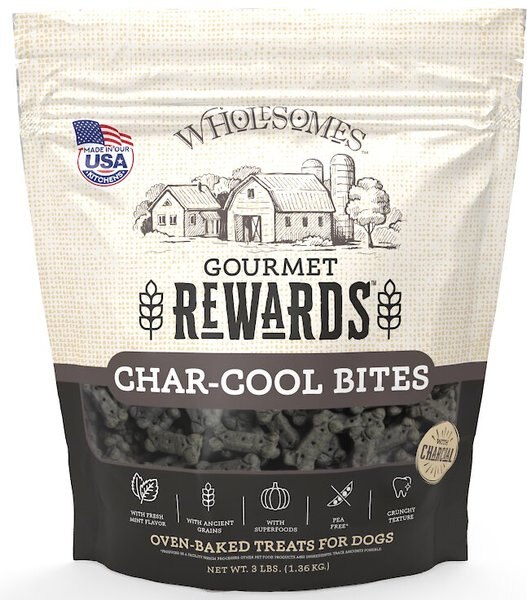 Wholesomes Char-cool Bites Biscuit with Charcoal & Mint Dog Treats, 3-lb bag slide 1 of 2