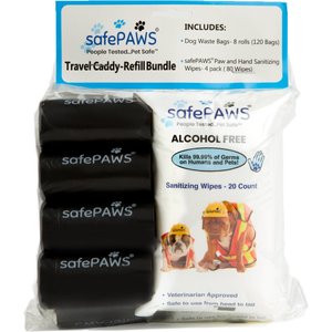SafePaws Sanitizing & Dog Grooming Travel Caddy Refill Bundle, 20 count