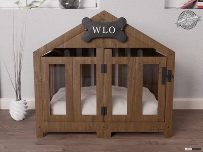 WLO Wood Gabled Modern Wooden Dog Crate, slide 1 of 1