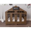 WLO Wood Personalized Gabled Modern Wooden Dog Crate, Walnut, 51.2 inch