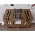 WLO Wood Personalized Hexxon Modern Wooden Dog Crate, Walnut, 57 inch