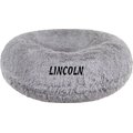 Bessie + Barnie Personalized Signature Luxury Extra Plush Faux Fur Bagel Cat & Dog Bed, Siberian Grey, Large