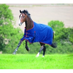 Shires Equestrian Products Highlander Plus TU Horse Blanket, Navy & Burgundy, 72-in
