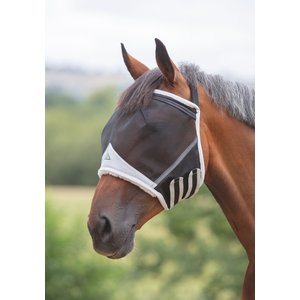 Shires Equestrian Products Fine Mesh Earless Horse Fly Mask, Black, Full 