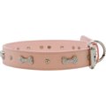 Vanderpump Pets Designer Diamond & Bone Leatherette Dog Collar, Pink, X-Small: 12-in neck, 5/8-in wide