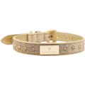 Vanderpump Pets Signature Diamond Name Plate Leatherette Dog Collar, Gold, X-Small: 12-in neck, 5/8-in wide